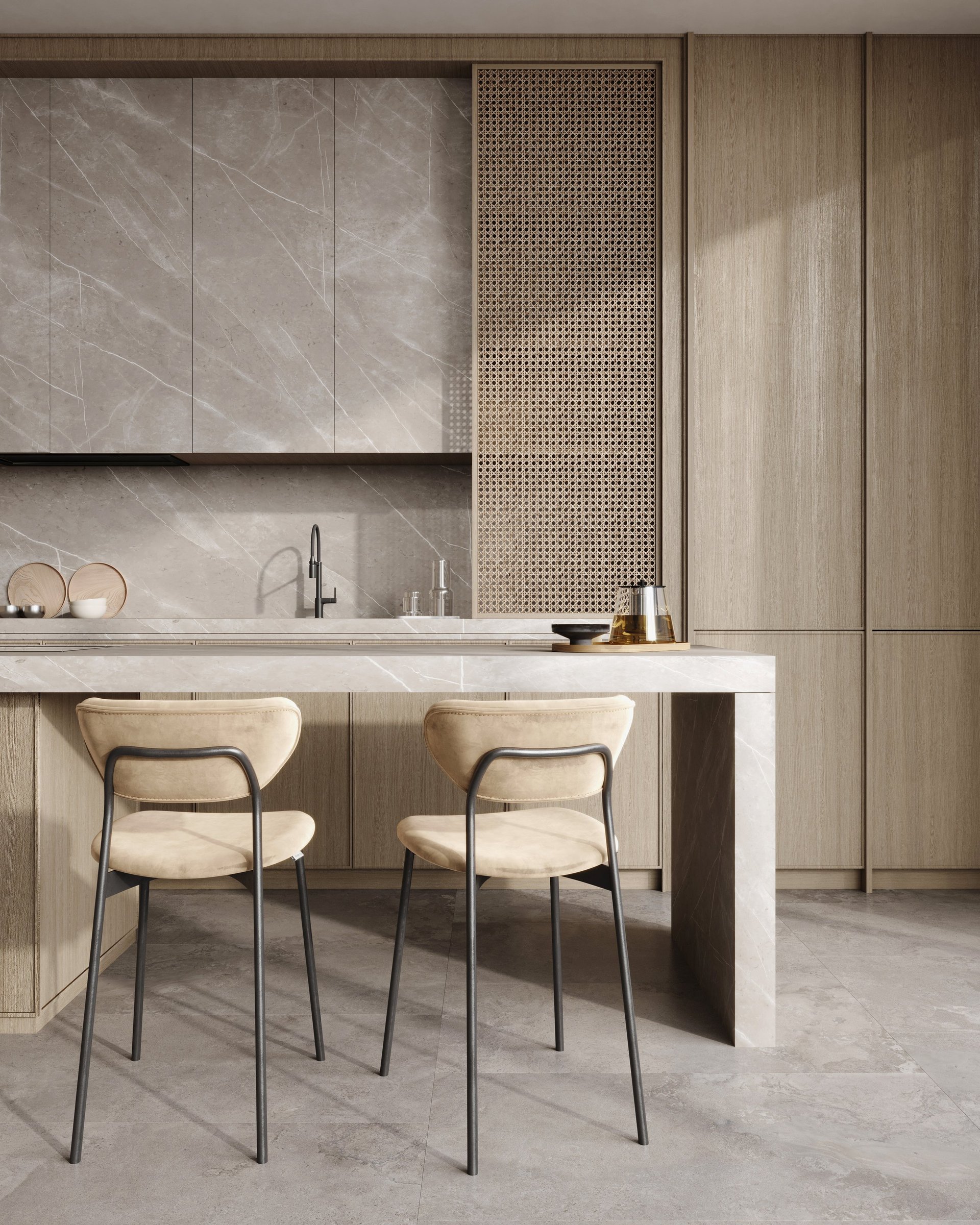 Luxury modern kitchen with custom cabinetry and elegant finishes