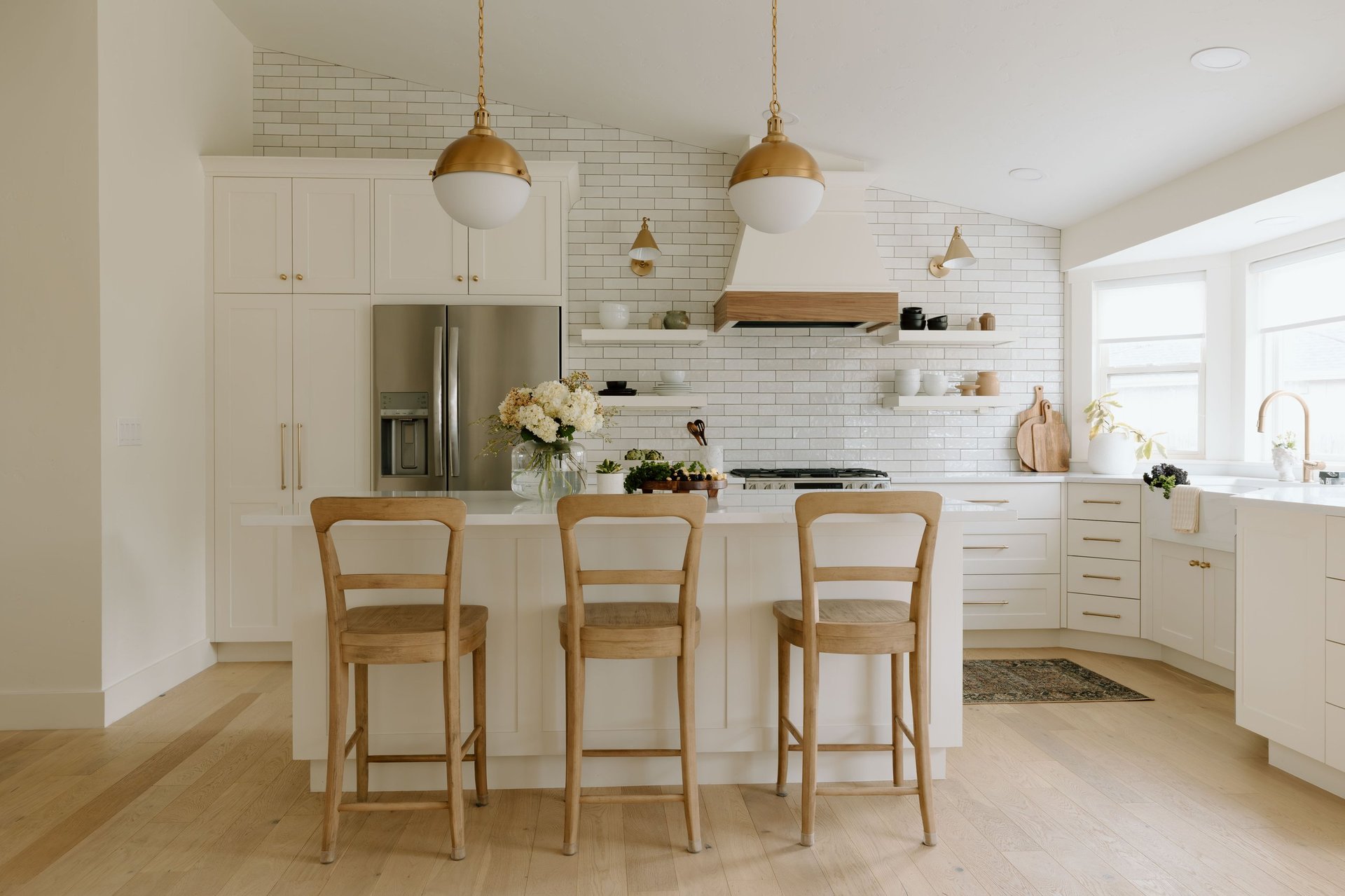 Modern farmhouse kitchen interior with bright airy design