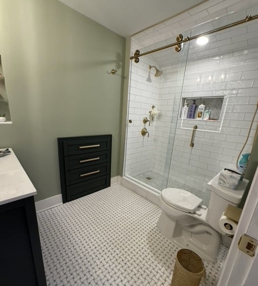 Modern bathroom with custom tile work